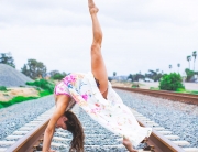 Michelle May Yoga Cardiff-by-the-Sea One Leg Wheel Pose Eka Pada Urdhva Dhanurasana