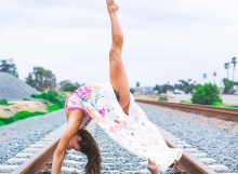 Michelle May Yoga Cardiff-by-the-Sea One Leg Wheel Pose Eka Pada Urdhva Dhanurasana